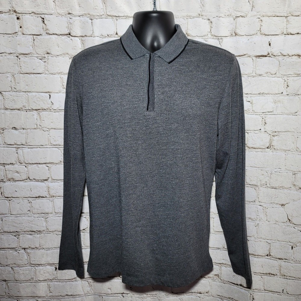 ALFANI Mens Polo Shirt New Tipped Collar Covered 1/4 Zip Size Small Long Sleeve